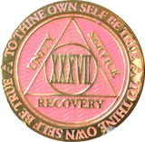 1 - 40 Year AA Medallion Reflex Pink Gold Plated Alcoholics Anonymous RecoveryChip Design - RecoveryChip