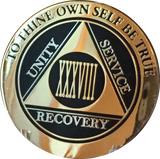AA Medallion Elegant Black Gold & Silver Plated Years 1 - 45 Bi-Plate - RecoveryChip