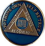 1 - 40 Year AA Medallion Midnight Blue Tri-Plate Sobriety Chip