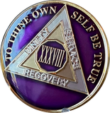 1 - 40 Year AA Medallion Metallic Purple Tri-Plate Sobriety Chip