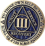 1 2 3 4 5 6 7 8 9 or 10 Year AA Medallion Antique Bronze and Reflex Blue Color Sobriety Medallion