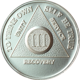 3 Year AA Medallion .999 Fine Silver Sobriety Chip