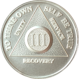 3 Year AA Medallion .999 Fine Silver Sobriety Chip