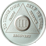 3 Year AA Medallion .999 Fine Silver Sobriety Chip
