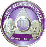 AA Founders Chip Nickel Plated Purple Alcoholics Anonymous Medallion Any Year 1 - 65 - RecoveryChip