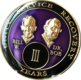 Founders AA Medallion Purple Bill & Bob Tri-Plate Sobriety Chip Year 1 - 50 - RecoveryChip