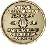 God's Will = Daily Reprieve = Freedom - AA Alcoholics Anonymous Spiritual Condition Bronze Sobriety Medallion RecoveryChip - RecoveryChip