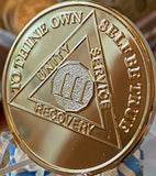 3 Year AA Medallion 1.5" Large Challenge Coin Premium 22k Gold Plated Sobriety Chip