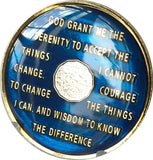 50 Year AA Medallion Midnight Blue Tri-Plate Sobriety Chip L