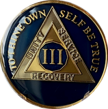 1 - 40 Year AA Medallion Midnight Blue Tri-Plate Sobriety Chip