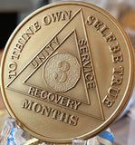 Engravable 1 2 3 4 5 6 7 8 9 10 11 Month AA Medallion 1.5" Large Challenge Coin Premium Bronze Sobriety Chip