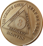 3 Month AA Medallion Large Heavy AA Bronze – 1½” Challenge Coin Size Sobriety Chip
