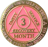 1 - 11 Month AA Medallion Reflex Pink Gold Plated Sobriety Chip Coin - RecoveryChip