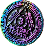 1 2 3 4 5 6 7 8 9 10 11 or 18 Month Rainbow Plated AA Medallion Sobriety Chip