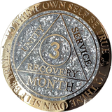 1 2 3 6 9 or 18 Month AA Medallion Reflex Silver Glitter Gold Plated Sobriety Chip