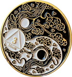 3 Month AA Medallion Ying Yang Black and White 90 Day Serenity Prayer Chip