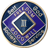 Offical NA Triplate Purple Blue & Black Color Narcotics Anonymous Medallion 18 Month Year 1 - 50 - RecoveryChip