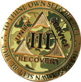 1 - 15 25 and 30 Year Reflex Camo Gold Plated AA Medallion Camouflage Sobriety Chip - RecoveryChip