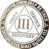 1 2 3 4 5  Year AA Medallion Reflex Glow In The Dark Gold Plated White Sobriety Chip - RecoveryChip