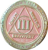 1 - 40 Year AA Medallion Reflex Pink Gold Plated Alcoholics Anonymous RecoveryChip Design - RecoveryChip