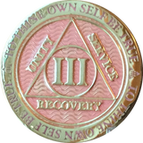 1 - 40 Year AA Medallion Reflex Pink Gold Plated Alcoholics Anonymous RecoveryChip Design - RecoveryChip