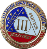 1 - 15 or 30 Year AA Medallion Reflex Red White & Blue Patriotic Gold Plated Sobriety Chip