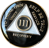 Black Gold Tri-Plate AA Medallion 24 Hours 18 Month Year 1 - 50 Sobriety Chip - RecoveryChip