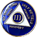 1 - 50 Year or 18 Month Blue Tri-Plate AA Medallion - RecoveryChip