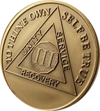 3 Year AA Medallion 1.5" Large Challenge Coin Premium Bronze Sobriety Chip