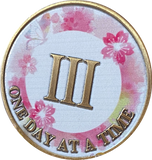 1 2 3 4 or 5 Year One Day At A Time Pink Lotus Flower Butterfly Medallion Serenity Prayer Chip AA NA