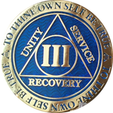 AA Medallion Reflex Blue Color Gold Plated Year 1 - 45 Sobriety Chip - RecoveryChip
