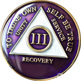 Purple Gold Tri-Plate AA Medallion 24 Hours 18 Month Year 1 - 45 Sobriety Chip - RecoveryChip