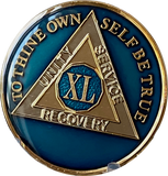 1 - 40 Year AA Medallion Midnight Blue Tri-Plate Sobriety Chip