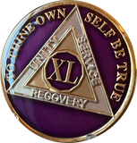 1 - 40 Year AA Medallion Metallic Purple Tri-Plate Sobriety Chip