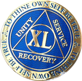 AA Medallion Reflex Blue Color Gold Plated Year 1 - 45 Sobriety Chip - RecoveryChip
