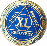 40 Year AA Medallion Reflex Blue Gold Plated Alcoholics Anonymous RecoveryChip Design - RecoveryChip
