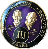 Founders AA Medallion Purple Bill & Bob Tri-Plate Sobriety Chip Year 1 - 50 - RecoveryChip
