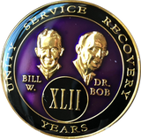 Founders AA Medallion Purple Bill & Bob Tri-Plate Sobriety Chip Year 1 - 50 - RecoveryChip