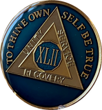 42 Year AA Medallion Midnight Blue Tri-Plate Sobriety Chip