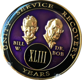 Founders AA Medallion Purple Bill & Bob Tri-Plate Sobriety Chip Year 1 - 50 - RecoveryChip