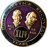 Founders AA Medallion Purple Bill & Bob Tri-Plate Sobriety Chip Year 1 - 50 - RecoveryChip