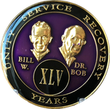 Founders AA Medallion Purple Bill & Bob Tri-Plate Sobriety Chip Year 1 - 50 - RecoveryChip