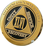46 Year AA Medallion Elegant Black Gold & Silver Plated RecoveryChip Design