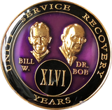 Founders AA Medallion Purple Bill & Bob Tri-Plate Sobriety Chip Year 1 - 50 - RecoveryChip
