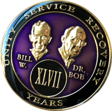 Founders AA Medallion Purple Bill & Bob Tri-Plate Sobriety Chip Year 1 - 50 - RecoveryChip