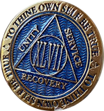 47 Year AA Medallion Reflex Blue Gold Plated Sobriety Chip