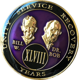 Founders AA Medallion Purple Bill & Bob Tri-Plate Sobriety Chip Year 1 - 50 - RecoveryChip