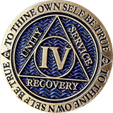 1 2 3 4 5 6 7 8 9 or 10 Year AA Medallion Antique Bronze and Reflex Blue Color Sobriety Medallion
