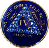 Crystallized AA Medallion Sapphire Blue Tri-Plate Sobriety Chip Year 1 - 50 - RecoveryChip