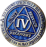 1 - 40 Year Dusty Blue Gold Plated AA Medallion Reflex Design - RecoveryChip